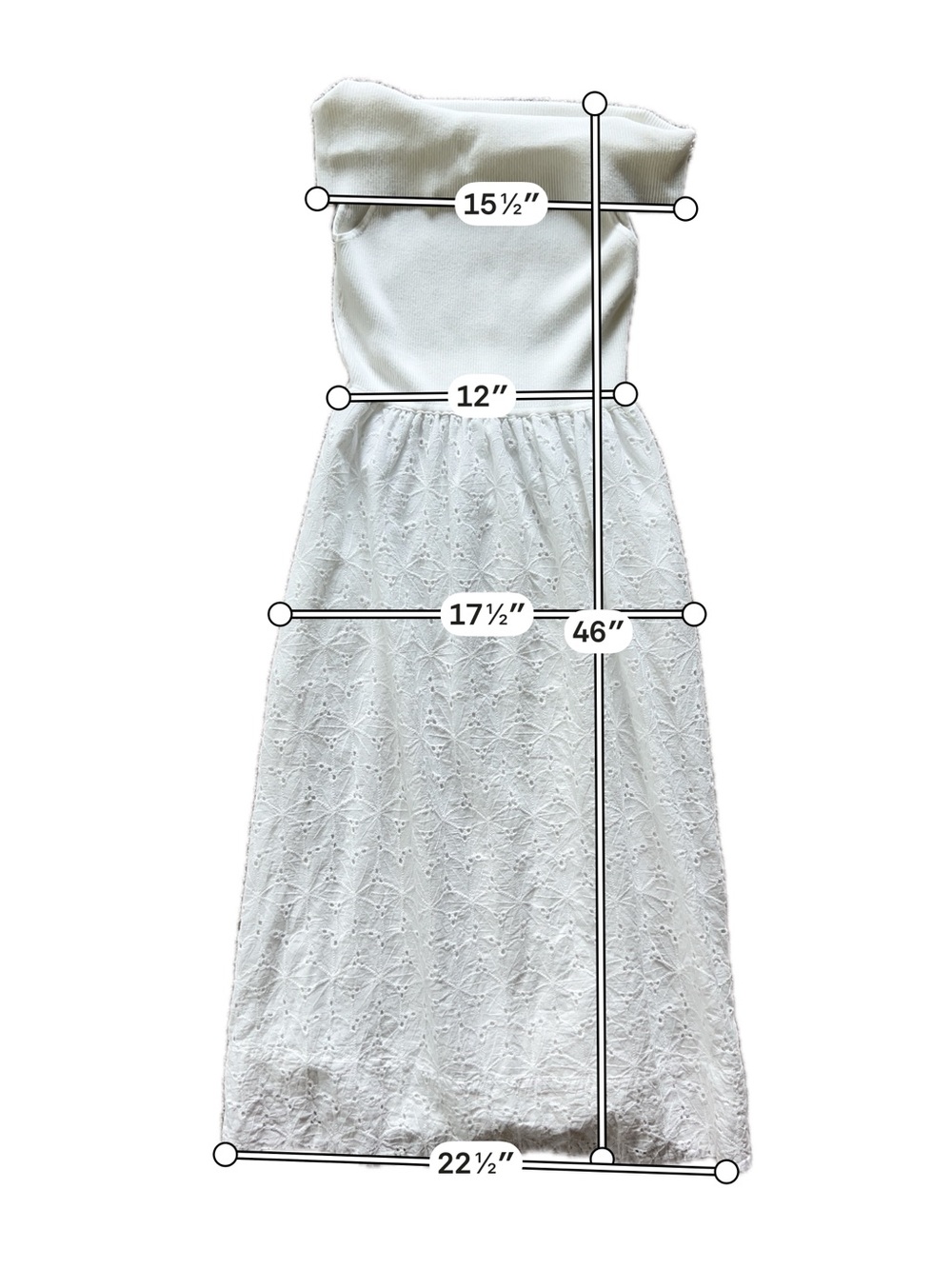 ASTR the Label Mixed Media Off Shoulder Eyelet Midi Dress White Size L - Picture 3 of 6